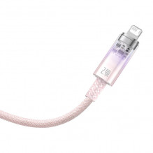 Greito įkrovimo kabelis Baseus USB-A su Lightning Explorer Series 1m, 2.4A (rožinis)