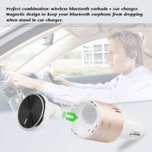 NAUJIENA Automobilinis įkroviklis su Bluetooth laisvųjų rankų įranga 5V/2.4A GOLD