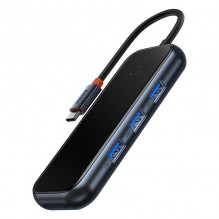 Hub 4in1 Baseus AcmeJoy Series USB-C iki 3xUSB 3.0 + USB-C PD (tamsiai pilka)