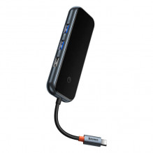 Hub 7in1 Baseus AcmeJoy Series USB-C iki 2xUSB 3.0 + HDMI + USB 2.0 + USB-C PD + SD/ TF (tamsiai pilka)