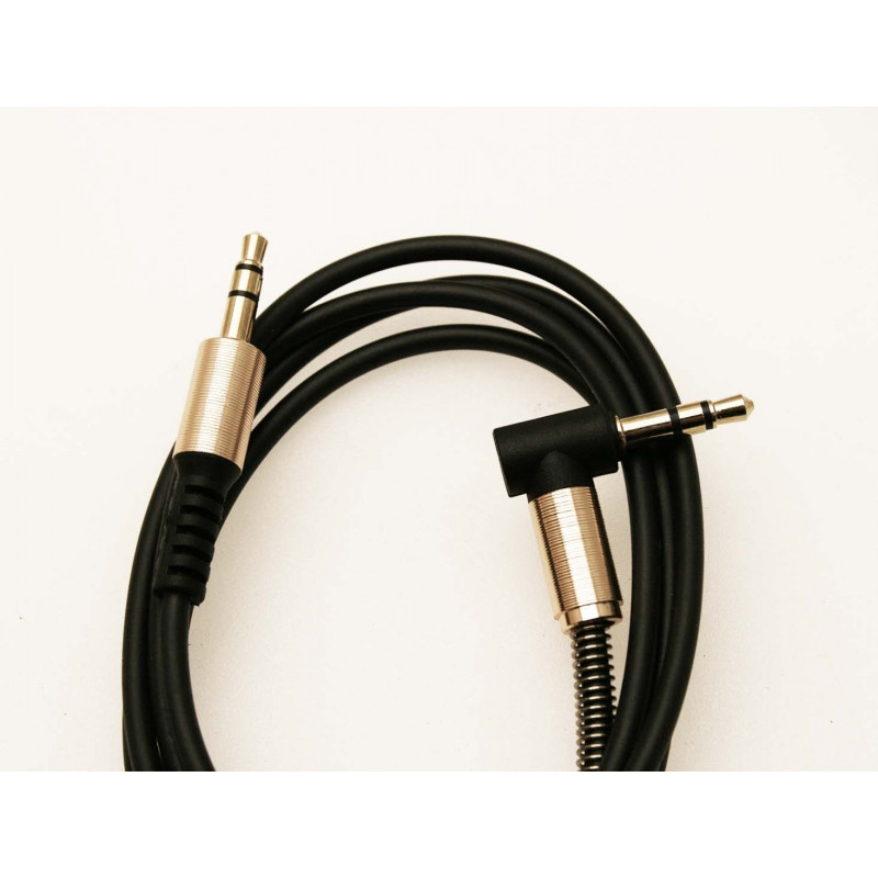 3.5mm Aux Audio kabelis, silikoninis, vienu lenktu galu, juodas