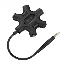 Budi Rockstar AUX mini lizdo adapteris nuo 3,5 mm iki 5x 3,5 mm mini lizdo (juodas)