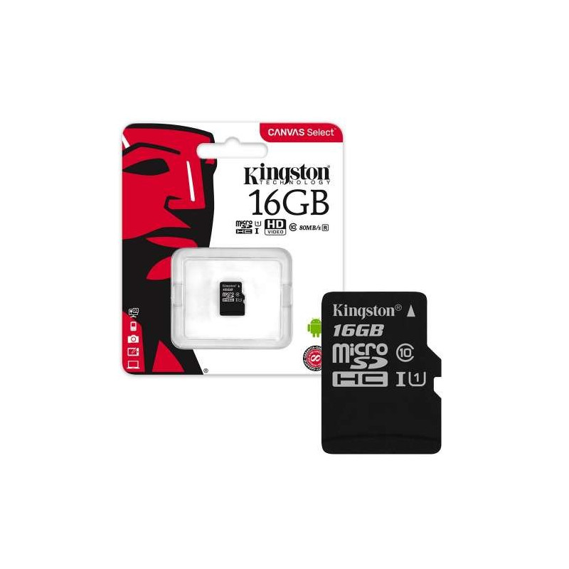 Kingston atminties kortelė 16GB (10 klasė) Micro SD