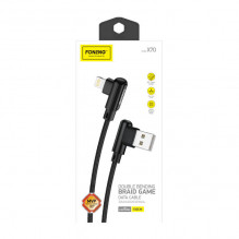 Kampinis USB laidas, skirtas Lightning Foneng X70, 3A, 1m (juodas)