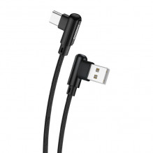 Foneng X70 kampinis USB į USB-C laidas, 3A, 1m (juodas)