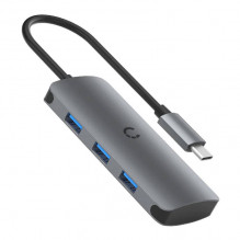 Hub 6in1 USB-C iki 3x USB, USB-C, SD kortelė, Micro SD kortelė Cygnett SlimMate 100W (pilka)
