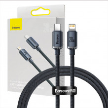„Baseus“ krištolo kabelis USB-C prie „Lightning“, 20 W, PD, 1,2 m (juodas)