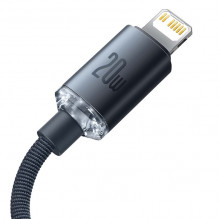 „Baseus“ krištolo kabelis USB-C prie „Lightning“, 20 W, PD, 1,2 m (juodas)
