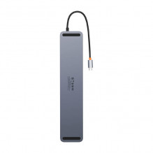 Hub 12w1 Baseus EliteJoy Gen2 series USB-C do 2xHDMI+ 3xUSB 3.0+ PD+ DP+ SD/ TF+ RJ45+Type-C+ 3.5mm (dark grey)
