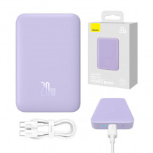 Powerbank Baseus Magnetic Mini 10000mAh, USB-C 20W MagSafe (violetinė)