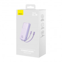 Powerbank Baseus Comet su USB į USB-C laidu, 10 000 mAh, 22,5 W (violetinė)