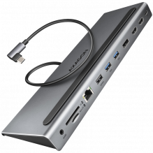 „Axagon“ kelių prievadų USB-C 5Gbps TRIJŲ 4K EKRANO šakotuvas HMC-4KX3