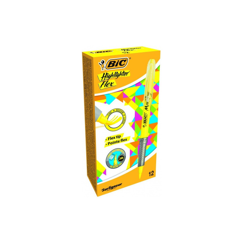 Bic Text marker Flex 1-4 mm, yellow, 12 pcs in a package. 448919