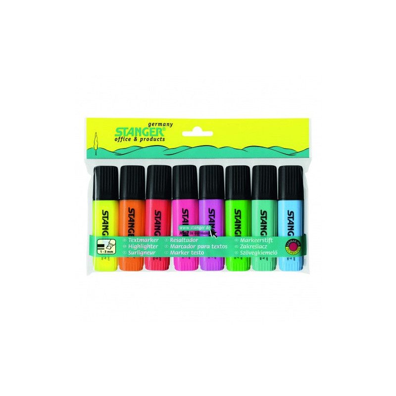 Stanger Text markers 1-5 mm, set of 8 colors 033347