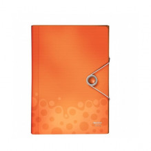 Aplankas-kartoteka su gumele Leitz WOW, A4, plastikinis, oranžinis, 6 skyrių 0816-104
