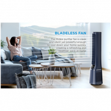 Bladeless Fan & air purifier, Smart WiFi, digital with IOT and remote, H13 HEPA filter, 10 speeds, wide oscillation, ION