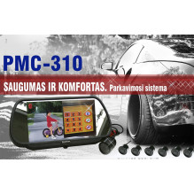 PMC-190 Parkavimo sistema veidrodyje su kamera ir atstumo jutikliais