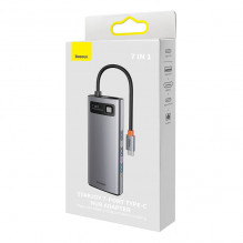 Hub 7in1 Baseus Metal Gleam Series, USB-C iki 3x USB 3.0 + 2x HDMI + USB-C PD + Ethernet RJ45