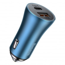 „Baseus Golden Contactor Pro“ automobilinis įkroviklis, USB + USB-C, QC4.0+, PD, SCP, 40 W (mėlyna)
