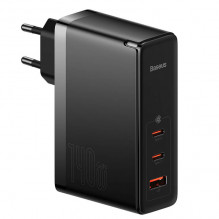 Sieninis įkroviklis Baseus GaN5 Pro 2xUSB-C + USB, 140W (juodas)