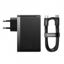 Sieninis įkroviklis Baseus GaN5 Pro 2xUSB-C + USB, 140W (juodas)