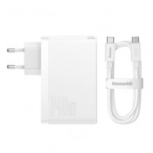 Wall charger Baseus GaN5 Pro 2xUSB-C + USB, 140W (white)