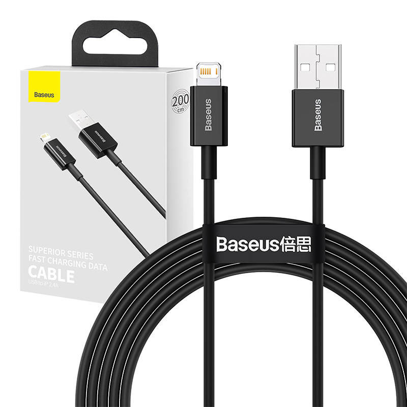 „Baseus Superior“ serijos kabelis iš USB į iP 2,4A 2 m (juodas)