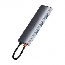 Hub 7in1 Baseus Gleam, USB-C to 1x HDMI4K 60Hz + 3x USB3.0 + 1x PD + 1x SD/ TF (grey)