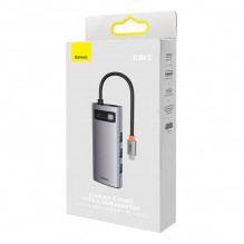 Hub 6in1 Baseus Metal Gleam Series, USB-C iki 3x USB 3.0 + HDMI + USB-C PD + VGA