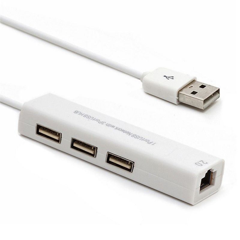 3 Ports USB 2.0 Gigabit Ethernet Lan RJ45 Network Adapter Hub to 100Mbps For PC