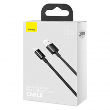 „Baseus Superior“ serijos kabelis iš USB į USB-C, 66 W, 2 m (juodas)