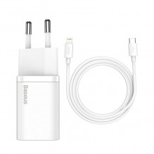 Baseus Super Si Quick Charger 1C 20W su USB-C laidu, skirtas Lightning 1m (baltas)