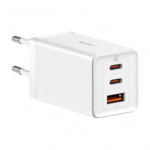 Sieninis įkroviklis Baseus GaN5 Pro 2xUSB-C + USB, 65W (baltas)