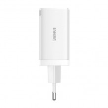 Sieninis įkroviklis Baseus GaN5 Pro 2xUSB-C + USB, 65W (baltas)