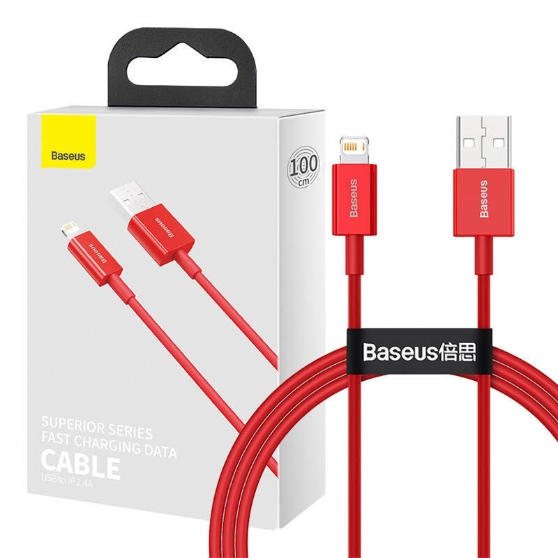 „Baseus Superior“ serijos USB kabelis iki iP 2,4A 1 m (raudonas)