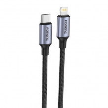 USB-C laidas su „Lightning Foneng X95“ metaline galvute, pinta PD 20 W 1,2 m (pilka)