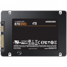 Samsung 870 EVO 4TB SSD, 2,5” 7mm, SATA 6Gb/ s, skaitymas/ rašymas: 560 / 530 MB/ s, atsitiktinis skaitymas/ rašymas IOP