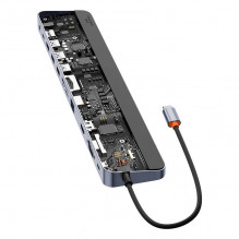 Hub 11in1 Baseus EliteJoy Gen2 serijos USB-C iki 3xUSB 3.0 + USB 2.0 + USB-C PD + USB-C + RJ45 + HDMI + lizdas 3,5 mm + 
