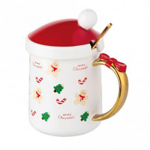 Christmas mug with lid and spoon 350ml