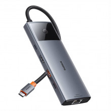 Hub 10in1 Baseus Metal Gleam II Series, USB-C iki 1xHDMI, USB-A (10Gbps), USB-C, 2xUSB-A, Ethernet RJ45, SD/ TF kortelė,
