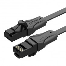 Plokščias UTP tinklo kabelis. 6 Vention IBABF RJ45 Ethernet 1000Mbps 1m, juoda