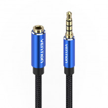 Kabelio garso TRRS 3,5 mm kištukinis iki 3,5 mm moteriškas ventiliatorius BHCLF 1 m mėlynas