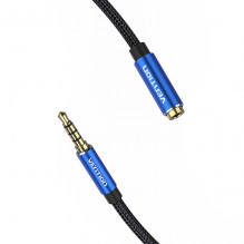Kabelio garso TRRS 3,5 mm kištukinis iki 3,5 mm moteriškas ventiliatorius BHCLG 1,5 m mėlynas