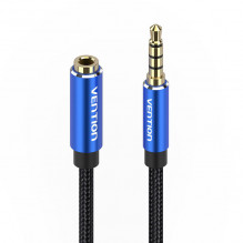 Kabelio garso TRRS 3,5 mm kištukinis iki 3,5 mm moteriškas ventiliatorius BHCLH 2 m mėlynas