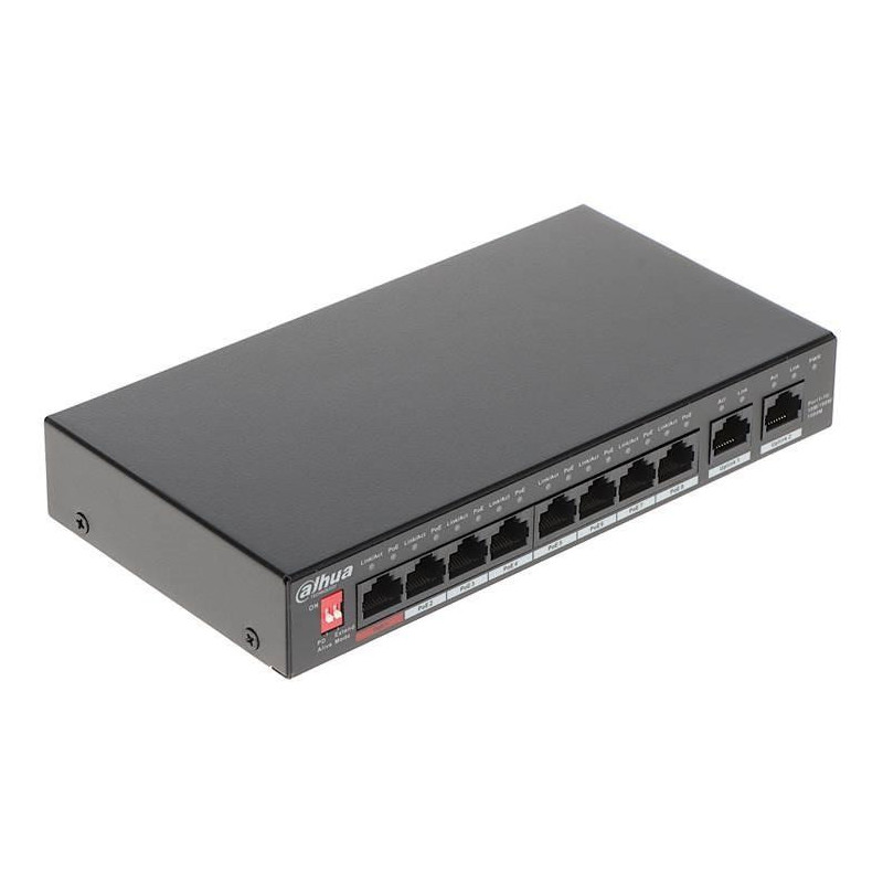 Switch, DAHUA, PFS3010-8GT-96, Desktop / pedestal, Rack, 8x10Base-T / 100Base-TX / 1000Base-T, PoE ports 8, 96 Watts, DH