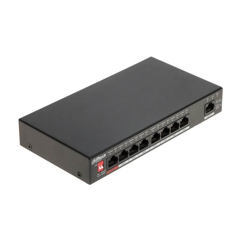 Switch, DAHUA, Type L2, Desktop / pedestal, Rack, 1x10Base-T / 100Base-TX / 1000Base-T, PoE ports 8, 96 Watts, DH-PFS300