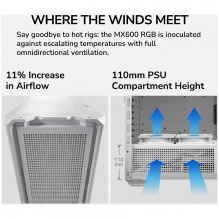 COUGAR | MX600 White | PC Case | Mid Tower / Mesh Front Panel / 3 x 140mm + 1 x 120mm Fans / Transparent Left Panel