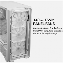 COUGAR | MX600 White | PC Case | Mid Tower / Mesh Front Panel / 3 x 140mm + 1 x 120mm Fans / Transparent Left Panel