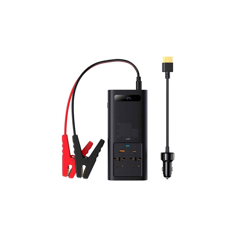 BASEUS Car Inverter IGBT 12V-220V, 300W, 2x AC, 1x USB-A, 1x USB-C