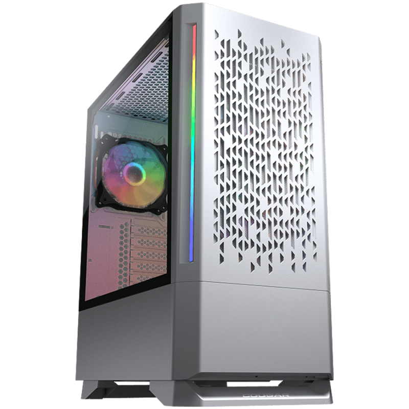 COUGAR | MX430 Air RGB White | PC Case | Mid Tower / Air Vents Front Panel with ARGB strips / 3 x ARGB Fans / 4mm TG Lef